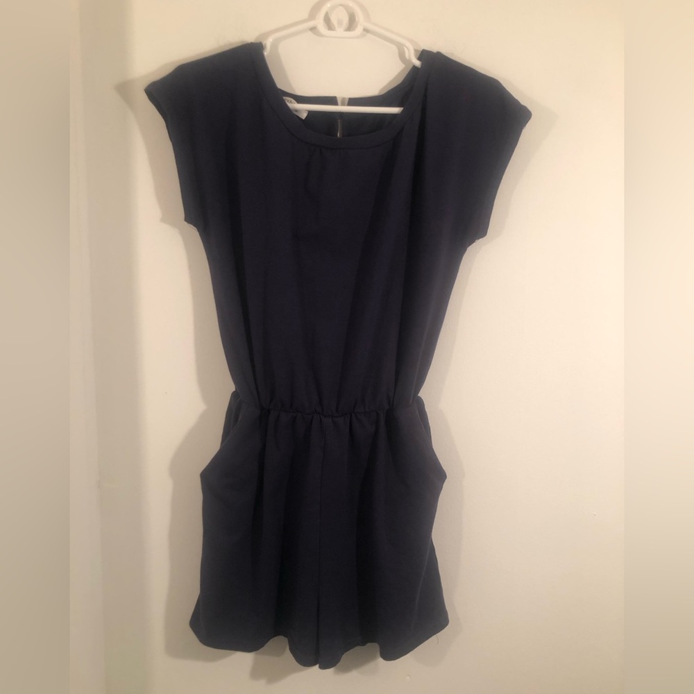 Angashion Navy Blue Romper 2 pocket